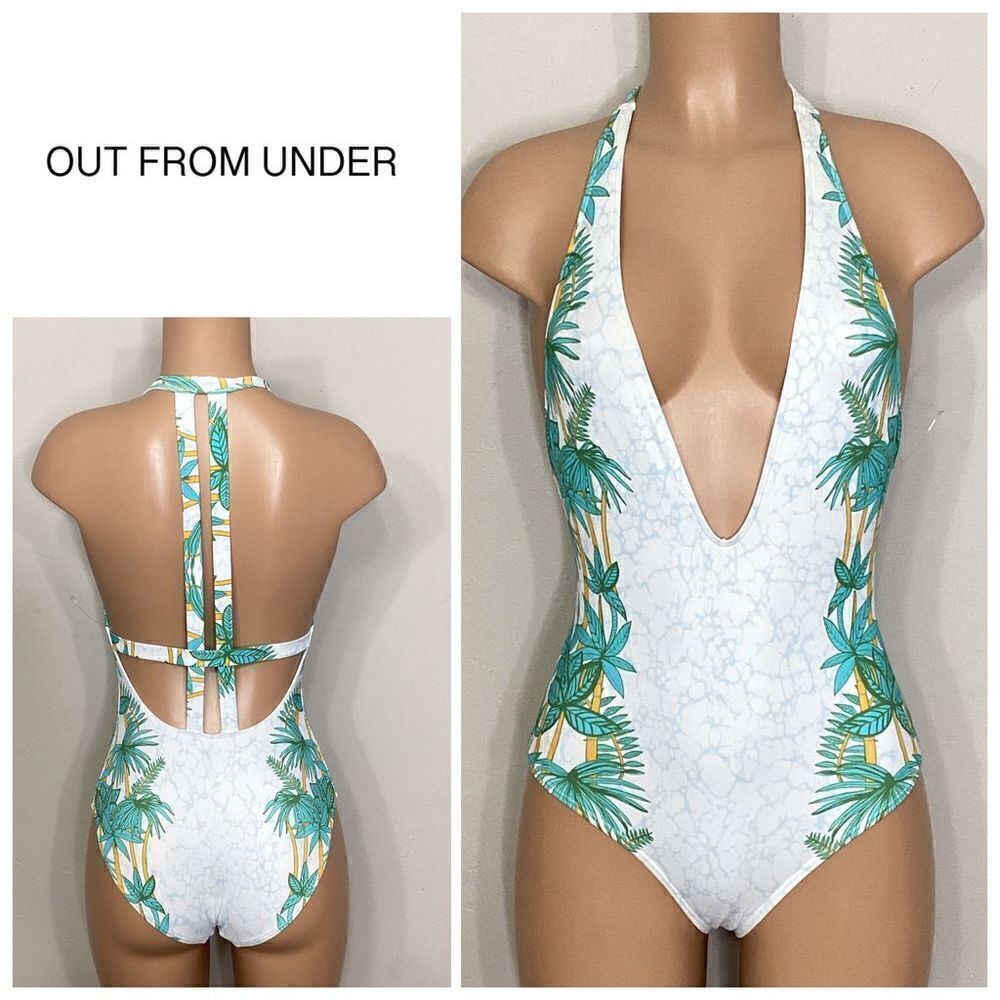 New. Out From Under palm leaf plunge swimsuit. Normally $119. Runs small